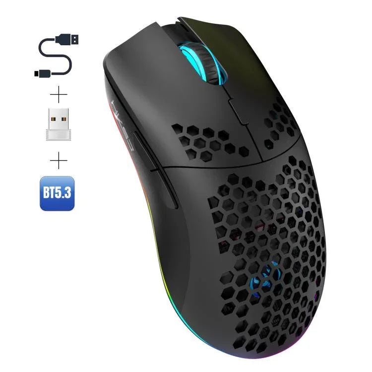 HXSJ T66 3 Modi kabelgebundene 2.4G BT5.3 kabellose RGB wiederaufladbare Maus, T66