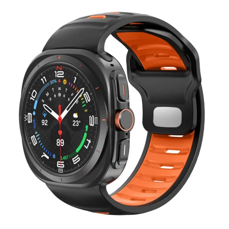 Gestreiftes, zweifarbiges Silikon-Uhrenarmband, für Samsung Galaxy Watch Ultra 47 mm / Ultra 2025