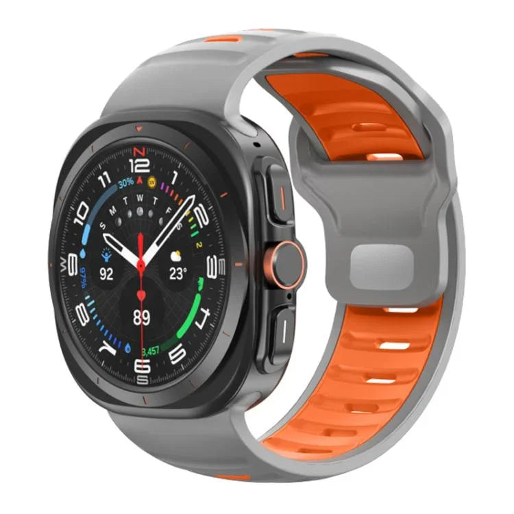 Gestreiftes, zweifarbiges Silikon-Uhrenarmband, für Samsung Galaxy Watch Ultra 47 mm / Ultra 2025