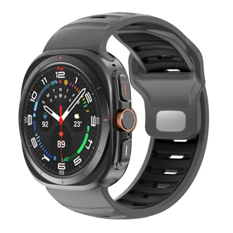 Gestreiftes, zweifarbiges Silikon-Uhrenarmband, für Samsung Galaxy Watch Ultra 47 mm / Ultra 2025