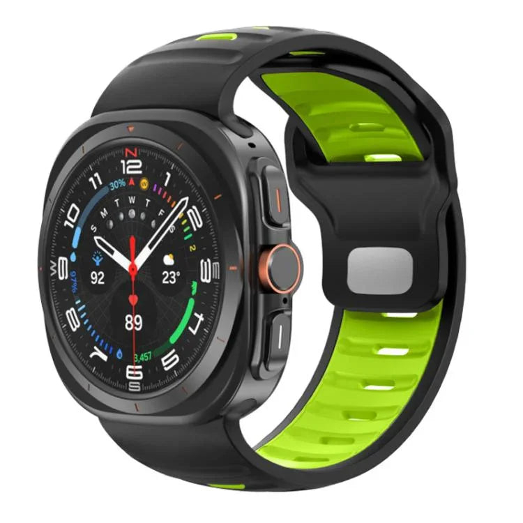 Gestreiftes, zweifarbiges Silikon-Uhrenarmband, für Samsung Galaxy Watch Ultra 47 mm / Ultra 2025