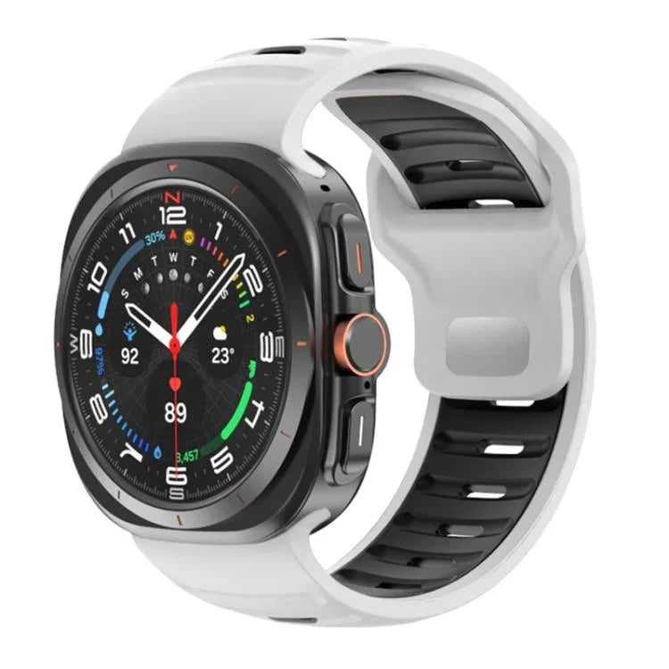 Gestreiftes, zweifarbiges Silikon-Uhrenarmband, für Samsung Galaxy Watch Ultra 47 mm / Ultra 2025