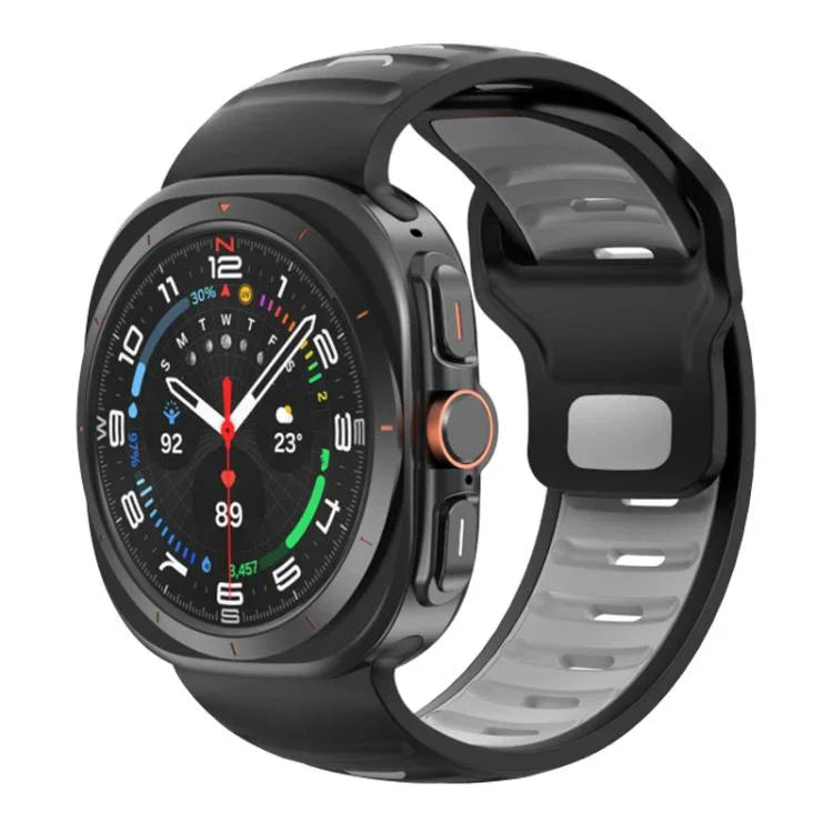 Gestreiftes, zweifarbiges Silikon-Uhrenarmband, für Samsung Galaxy Watch Ultra 47 mm / Ultra 2025