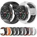 Gestreiftes, zweifarbiges Silikon-Uhrenarmband, für Samsung Galaxy Watch Ultra 47 mm / Ultra 2025