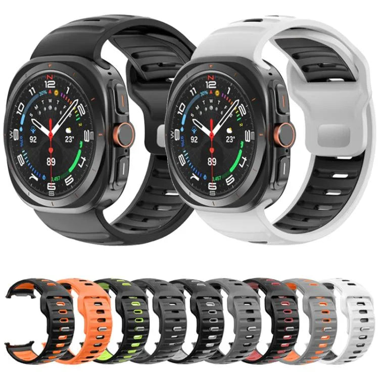 Gestreiftes, zweifarbiges Silikon-Uhrenarmband, für Samsung Galaxy Watch Ultra 47 mm / Ultra 2025