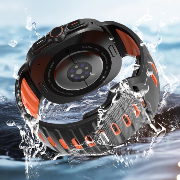 Gestreiftes, zweifarbiges Silikon-Uhrenarmband, für Samsung Galaxy Watch Ultra 47 mm / Ultra 2025