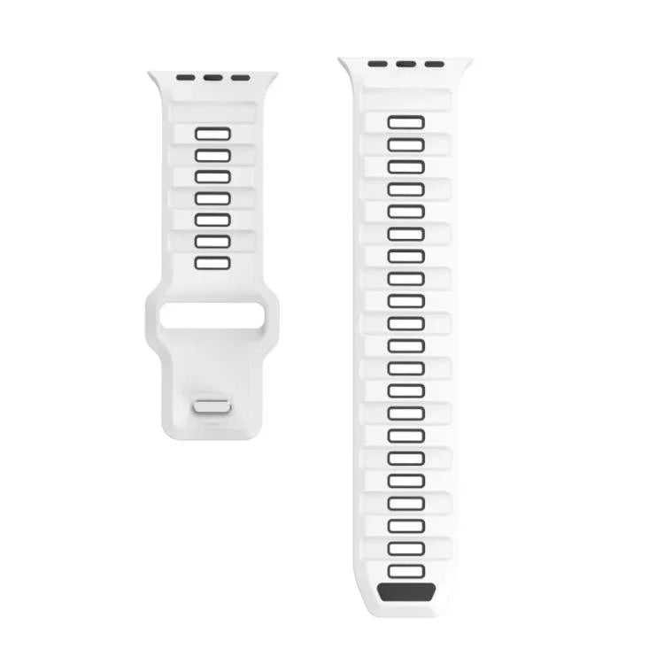 Gemustertes Silikon-Uhrenarmband mit umgekehrter Dornschließe, für Apple Watch 46 mm / 49 mm / 45 mm / 44 mm