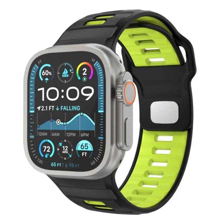Gemustertes Silikon-Uhrenarmband mit umgekehrter Dornschließe, für Apple Watch 46 mm / 49 mm / 45 mm / 44 mm