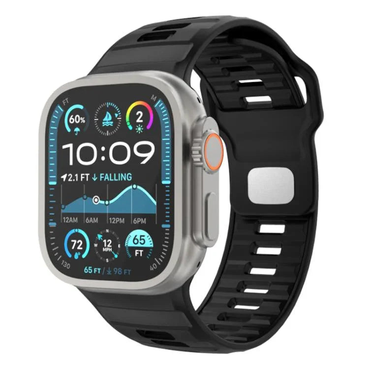 Gemustertes Silikon-Uhrenarmband mit umgekehrter Dornschließe, für Apple Watch 46 mm / 49 mm / 45 mm / 44 mm