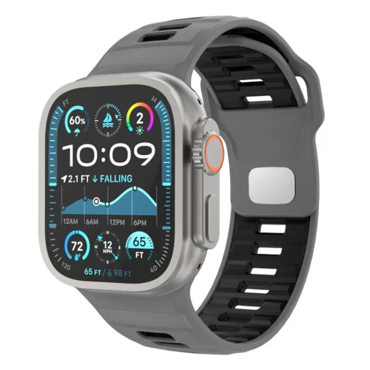 Gemustertes Silikon-Uhrenarmband mit umgekehrter Dornschließe, für Apple Watch 46 mm / 49 mm / 45 mm / 44 mm