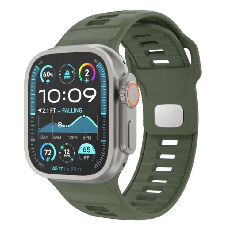 Gemustertes Silikon-Uhrenarmband mit umgekehrter Dornschließe, für Apple Watch 46 mm / 49 mm / 45 mm / 44 mm