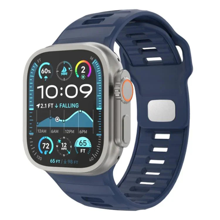 Gemustertes Silikon-Uhrenarmband mit umgekehrter Dornschließe, für Apple Watch 46 mm / 49 mm / 45 mm / 44 mm