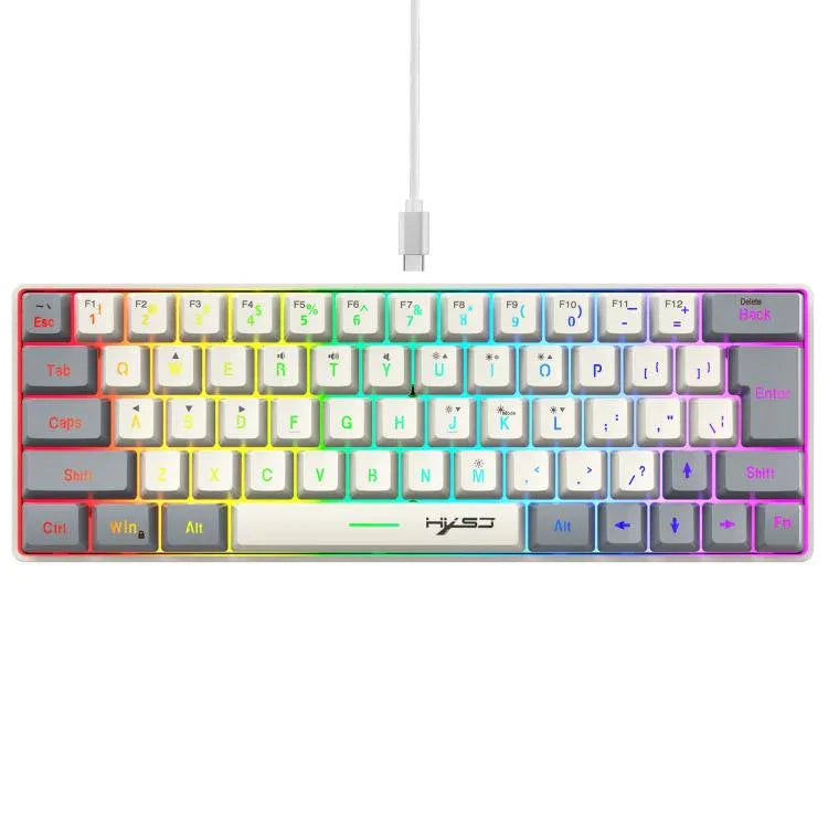 HXSJ V400 Kabelgebundene farblich passende RGB-hintergrundbeleuchtete Membrantastatur 63 Tasten, Kabellänge: 1,7 m, V400 Beige + Grau, V400 Grau + Beige, V400 Beige + Grau + Orange, V400 Grau + Beige + Orange
