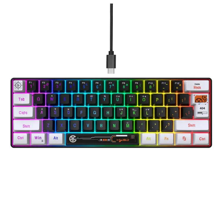 HXSJ V700WB Kabelgebundene RGB-Hintergrundbeleuchtung Membran-Tastatur, 61 Tasten, Kabellänge: 1,7 m, V700WB