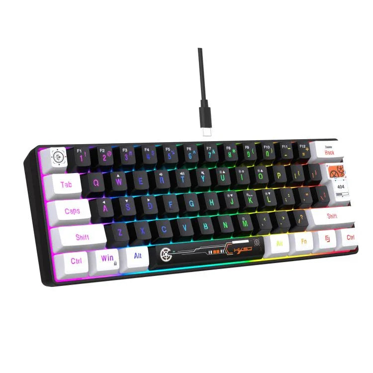 HXSJ V700WB Kabelgebundene RGB-Hintergrundbeleuchtung Membran-Tastatur, 61 Tasten, Kabellänge: 1,7 m, V700WB