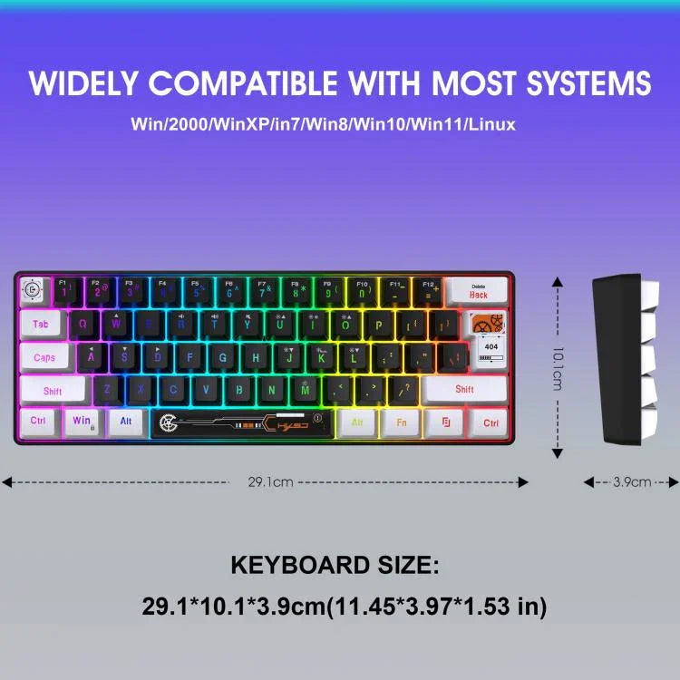 HXSJ V700WB Kabelgebundene RGB-Hintergrundbeleuchtung Membran-Tastatur, 61 Tasten, Kabellänge: 1,7 m, V700WB