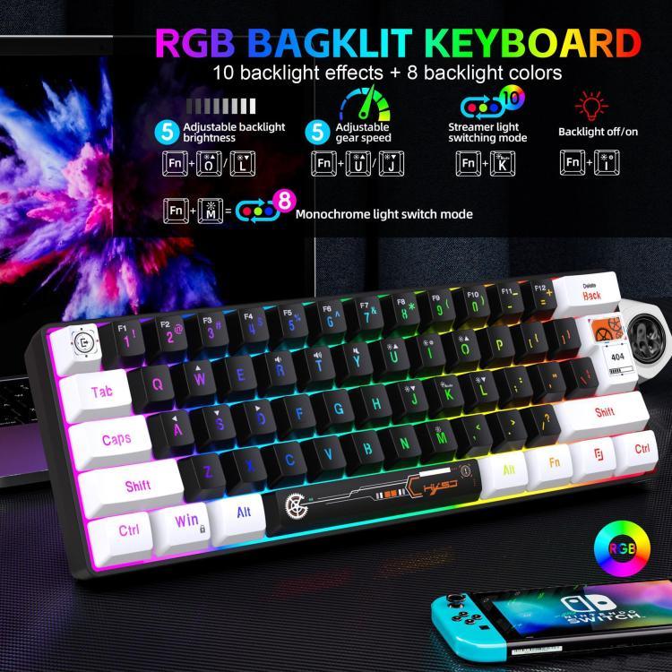 HXSJ V700WB Kabelgebundene RGB-Hintergrundbeleuchtung Membran-Tastatur, 61 Tasten, Kabellänge: 1,7 m, V700WB