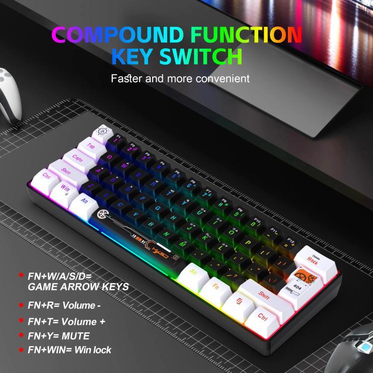 HXSJ V700WB Kabelgebundene RGB-Hintergrundbeleuchtung Membran-Tastatur, 61 Tasten, Kabellänge: 1,7 m, V700WB