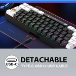 HXSJ V700WB Kabelgebundene RGB-Hintergrundbeleuchtung Membran-Tastatur, 61 Tasten, Kabellänge: 1,7 m, V700WB