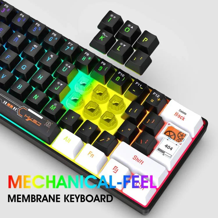 HXSJ V700WB Kabelgebundene RGB-Hintergrundbeleuchtung Membran-Tastatur, 61 Tasten, Kabellänge: 1,7 m, V700WB