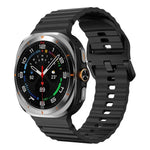 xDfind Silikonarmband mit Wellenmuster und Ziernähten für Samsung Galaxy Watch8 Classic 46 mm / Watch8 44 mm / 40 mm, Größe L
