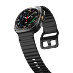 xDfind Silikonarmband mit Wellenmuster und Ziernähten für Samsung Galaxy Watch8 Classic 46 mm / Watch8 44 mm / 40 mm, Größe L