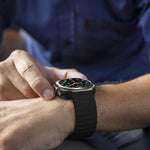 xDfind Silikonarmband mit Wellenmuster und Ziernähten für Samsung Galaxy Watch8 Classic 46 mm / Watch8 44 mm / 40 mm, Größe L