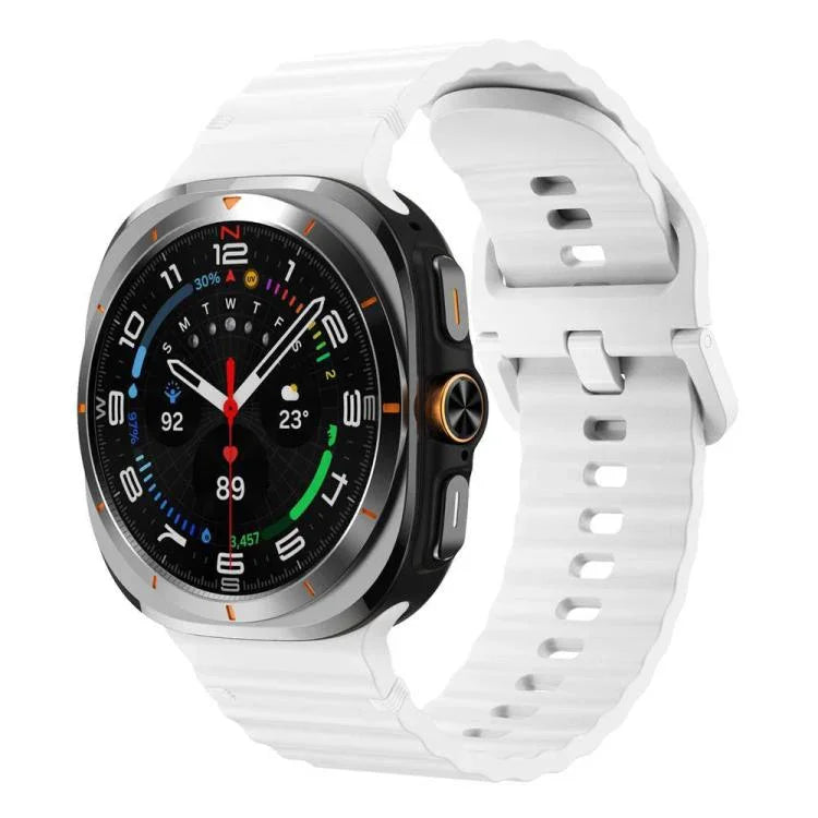 xDfind Silikonarmband mit Wellenmuster und Ziernähten für Samsung Galaxy Watch8 Classic 46 mm / Watch8 44 mm / 40 mm, Größe L