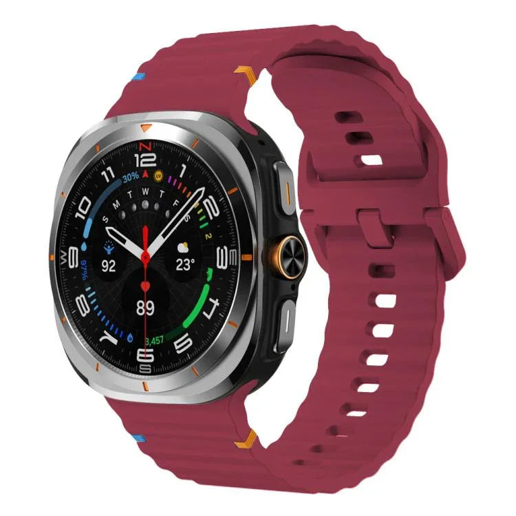 xDfind Silikonarmband mit Wellenmuster und Ziernähten für Samsung Galaxy Watch8 Classic 46 mm / Watch8 44 mm / 40 mm, Größe L