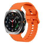 xDfind Silikonarmband mit Wellenmuster und Ziernähten für Samsung Galaxy Watch8 Classic 46 mm / Watch8 44 mm / 40 mm, Größe L