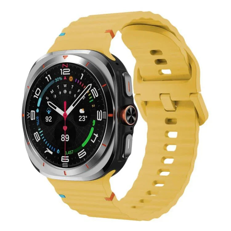 xDfind Silikonarmband mit Wellenmuster und Ziernähten für Samsung Galaxy Watch8 Classic 46 mm / Watch8 44 mm / 40 mm, Größe L