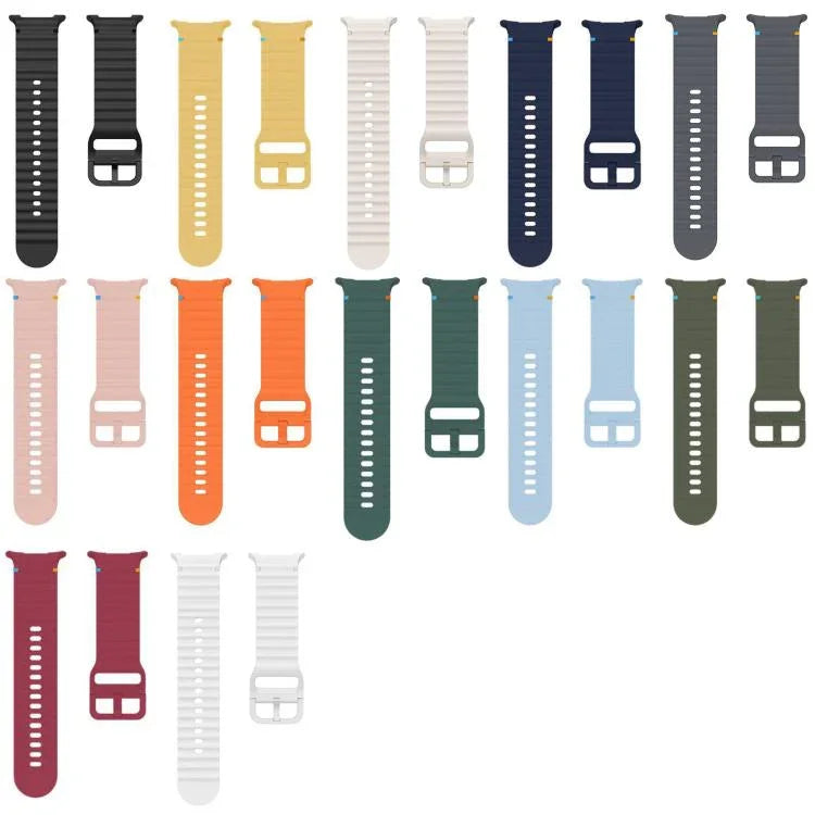 xDfind Silikonarmband mit Wellenmuster und Ziernähten für Samsung Galaxy Watch8 Classic 46 mm / Watch8 44 mm / 40 mm, Größe L