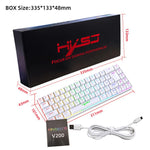 HXSJ V200 Russische Version Kabelgebundene RGB-Hintergrundbeleuchtete Mechanische Tastatur 68 Tastenkappen, Kabellänge: 1,7 m, V200 Russische Version Weiß