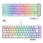 HXSJ V200 Russische Version Kabelgebundene RGB-Hintergrundbeleuchtete Mechanische Tastatur 68 Tastenkappen, Kabellänge: 1,7 m, V200 Russische Version Weiß