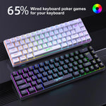 HXSJ V200 Russische Version Kabelgebundene RGB-Hintergrundbeleuchtete Mechanische Tastatur 68 Tastenkappen, Kabellänge: 1,7 m, V200 Russische Version Weiß