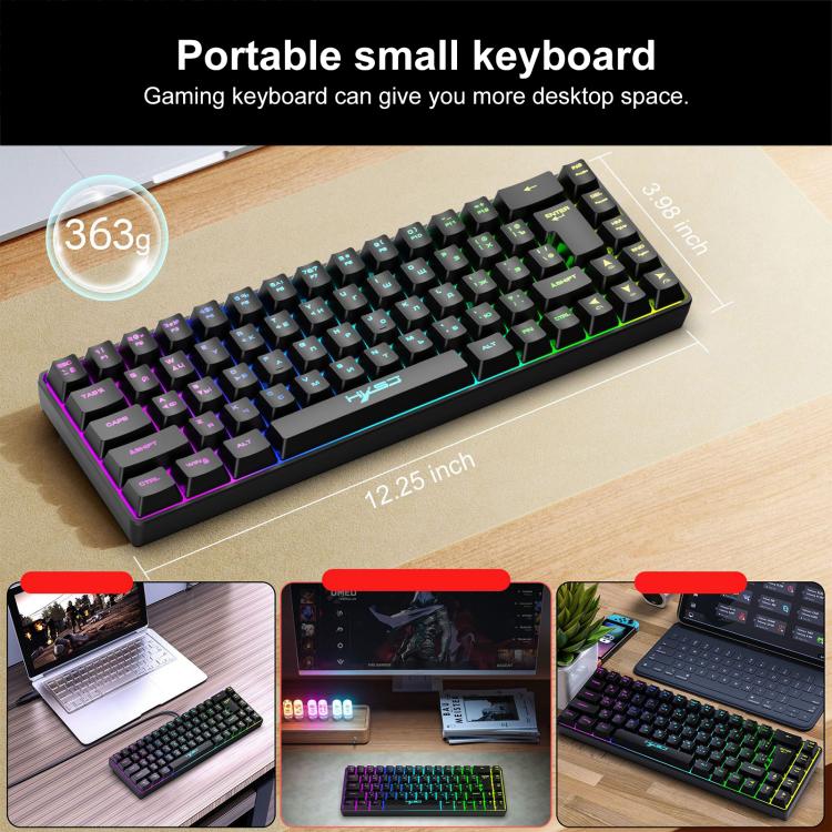 HXSJ V200 Russische Version Kabelgebundene RGB-Hintergrundbeleuchtete Mechanische Tastatur 68 Tastenkappen, Kabellänge: 1,7 m, V200 Russische Version Weiß