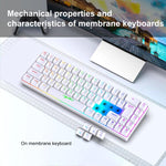 HXSJ V200 Russische Version Kabelgebundene RGB-Hintergrundbeleuchtete Mechanische Tastatur 68 Tastenkappen, Kabellänge: 1,7 m, V200 Russische Version Weiß
