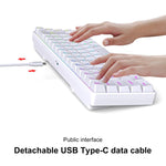 HXSJ V200 Russische Version Kabelgebundene RGB-Hintergrundbeleuchtete Mechanische Tastatur 68 Tastenkappen, Kabellänge: 1,7 m, V200 Russische Version Weiß