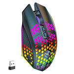 HXSJ T500 Lochmaus 2.4G Hintergrundbeleuchtete wiederaufladbare kabellose Maus