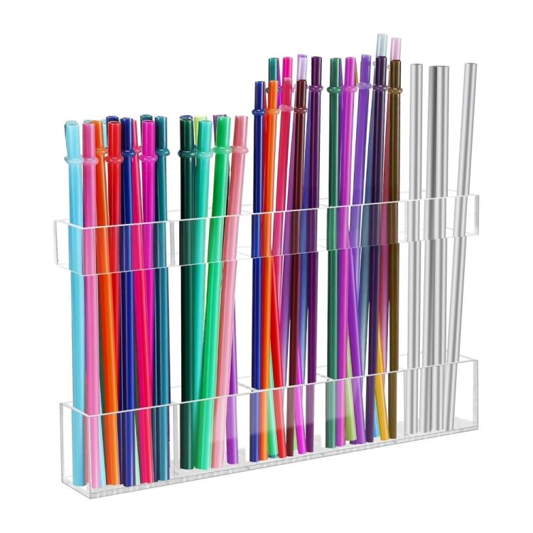 YX166 Wandhalterung für Strohhalme aus Acryl, mit doppelseitigen Klebestreifen, YX166
