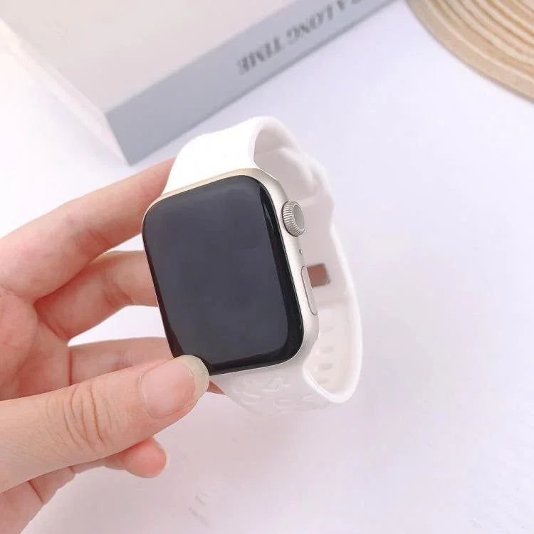 Konkaves Silikon-Uhrenarmband mit Leopardenmuster und Dornschließe, passend für Apple Watch 46 mm / 49 mm / 45 mm / 44 mm und 42 mm / 41 mm / 40 mm / 38 mm