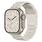 Konkaves Silikon-Uhrenarmband mit Leopardenmuster und Dornschließe, passend für Apple Watch 46 mm / 49 mm / 45 mm / 44 mm und 42 mm / 41 mm / 40 mm / 38 mm