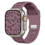 Konkaves Silikon-Uhrenarmband mit Leopardenmuster und Dornschließe, passend für Apple Watch 46 mm / 49 mm / 45 mm / 44 mm und 42 mm / 41 mm / 40 mm / 38 mm