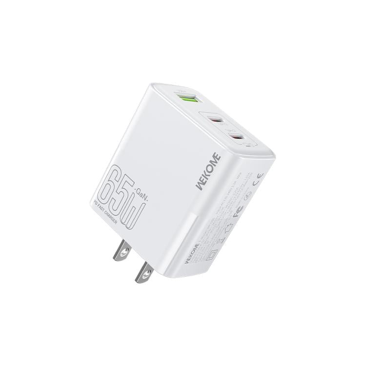 WK WP-U66 Kinkong 65W Dual USB-C / Type-C + USB GaN Schnellladegerät, UK-Stecker, US-Stecker, EU-Stecker