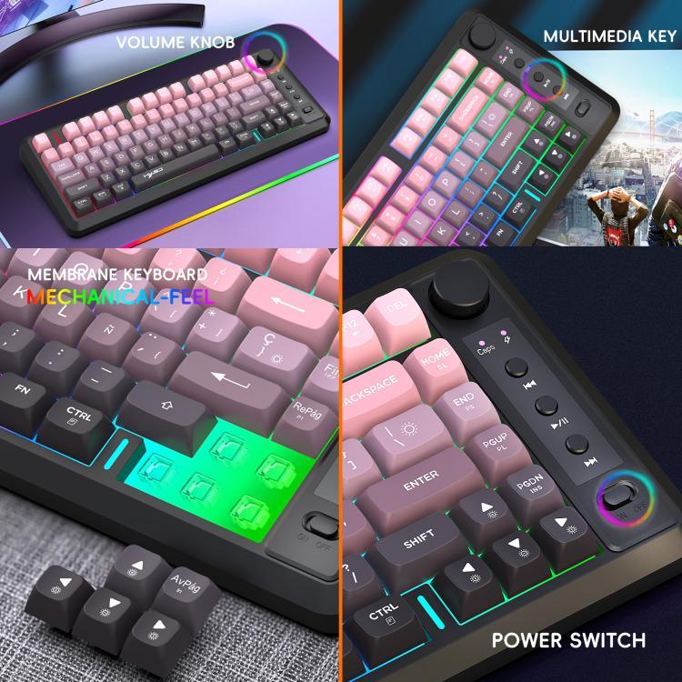 HXSJ L400 Drei-Modus Drahtlose RGB-Beleuchtung Dünnfilm-Tastatur mit 81 Tasten