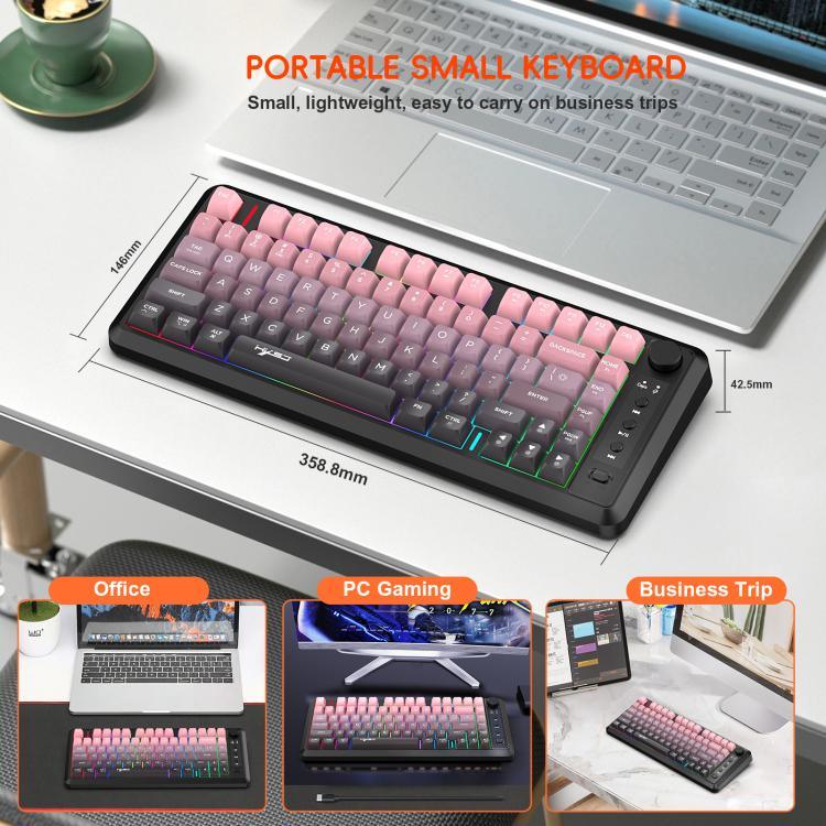 HXSJ L400 Drei-Modus Drahtlose RGB-Beleuchtung Dünnfilm-Tastatur mit 81 Tasten