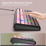 HXSJ L400 Drei-Modus Drahtlose RGB-Beleuchtung Dünnfilm-Tastatur mit 81 Tasten
