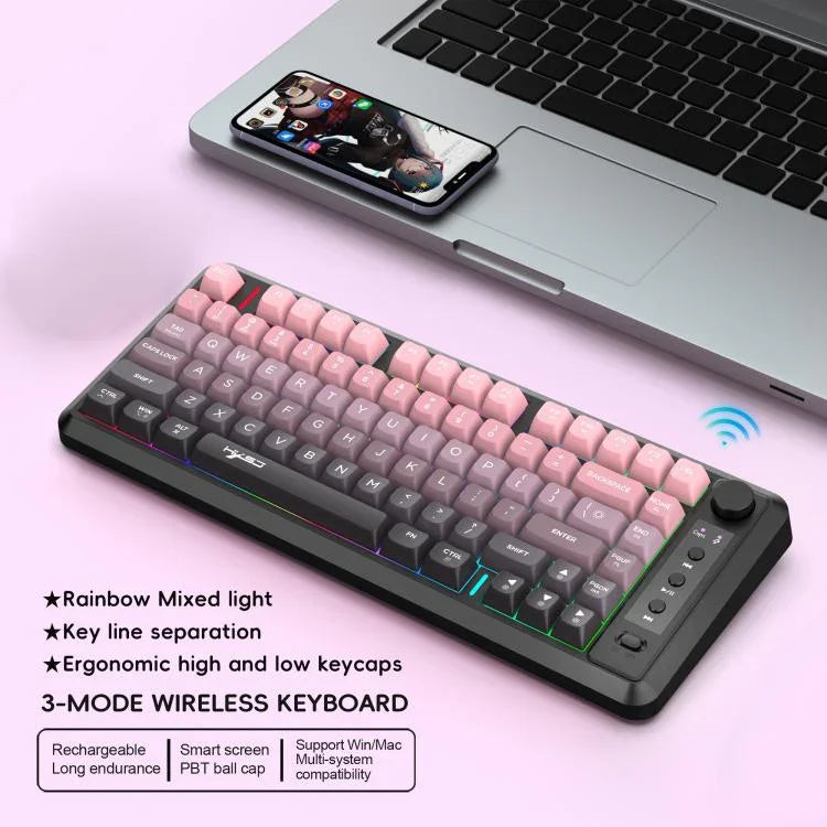 HXSJ L400 Drei-Modus Drahtlose RGB-Beleuchtung Dünnfilm-Tastatur mit 81 Tasten