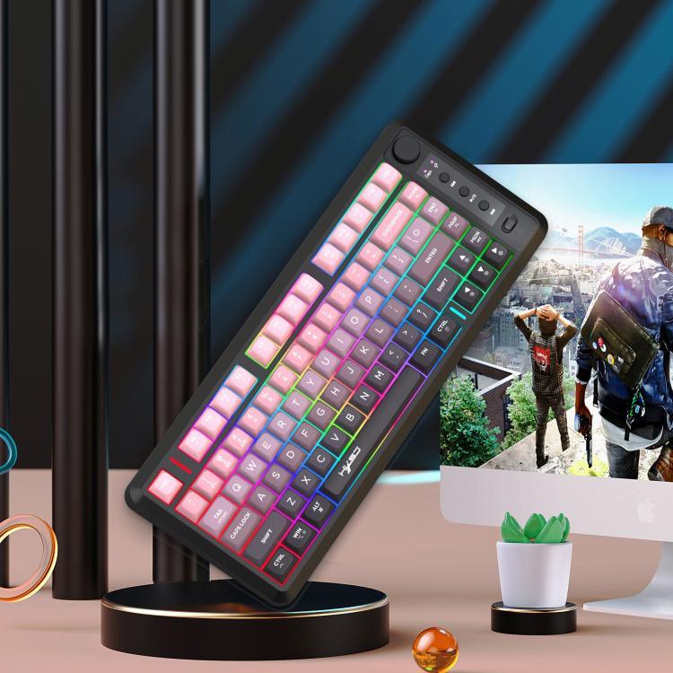 HXSJ L400 Drei-Modus Drahtlose RGB-Beleuchtung Dünnfilm-Tastatur mit 81 Tasten