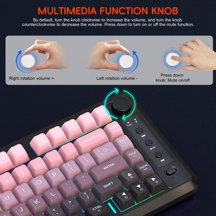 HXSJ L400 Drei-Modus Drahtlose RGB-Beleuchtung Dünnfilm-Tastatur mit 81 Tasten